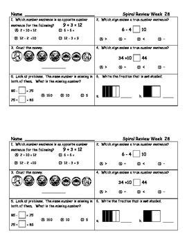 Daily Math Spiral Review For Second Grade Week 26 33 Math Spiral