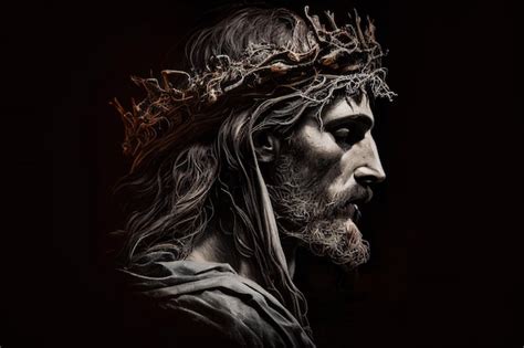 Premium AI Image A Portrait Of Jesus With A Crown Of Thorns