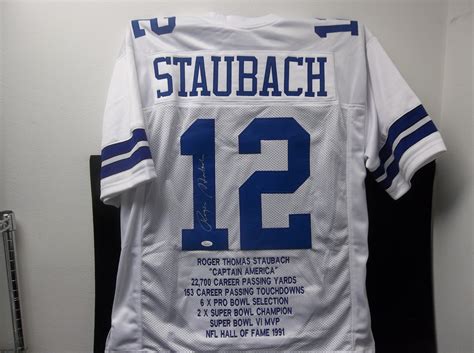 Lot Detail - Autographed Roger Staubach Dallas Cowboys “Stats Stitched