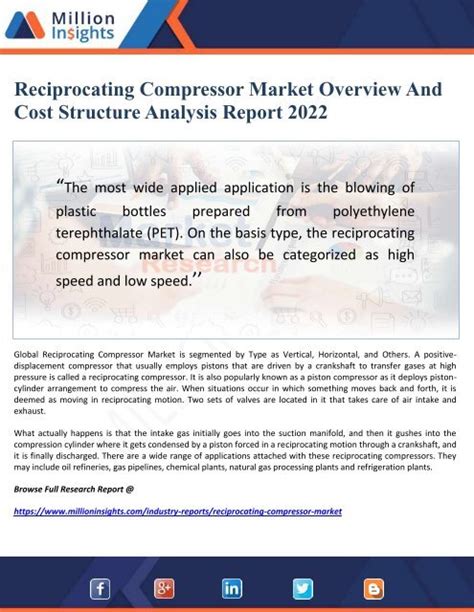 Reciprocating Compressor Market Overview And Cost Structure Analysis Report 2022