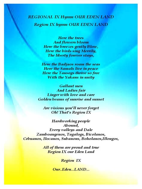 Regional Ix Hymn Our Eden Land Pdf