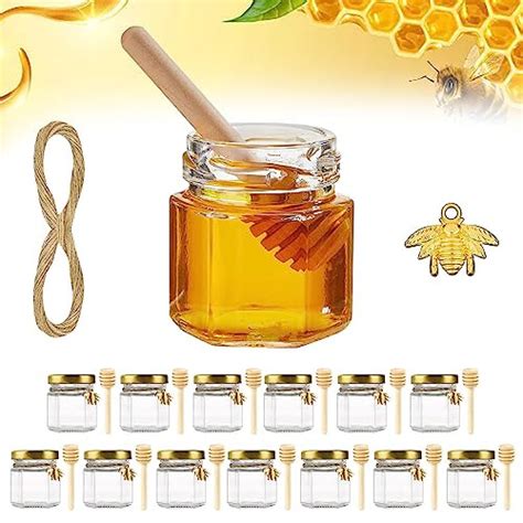 20Pack 1 5oz Hexagon Glass Honey Jars Mini Honey Jars 45ml Clear Mini