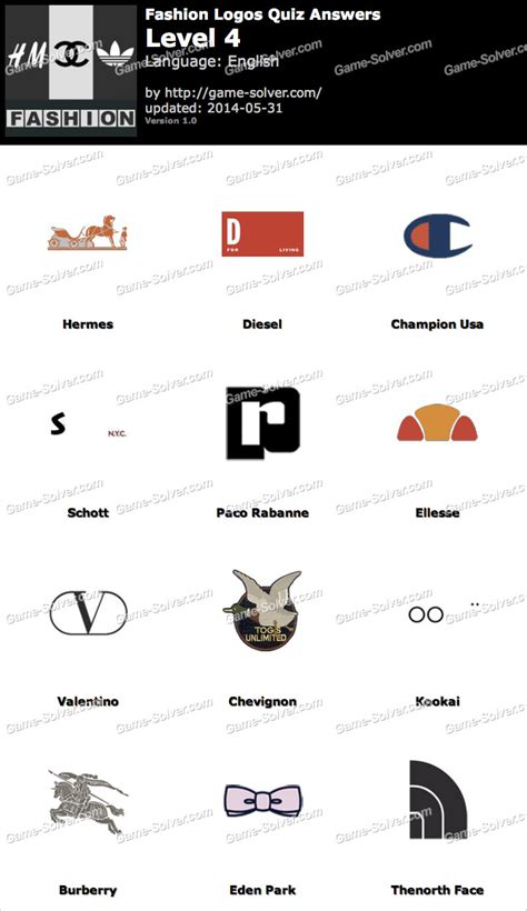 Fashion Logos Quiz Level 4 • Game Solver