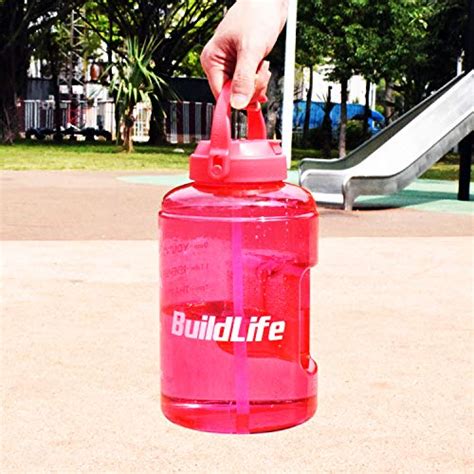 BuildLife Gallon Water Bottle With Straw Motivational Time Marker BPA