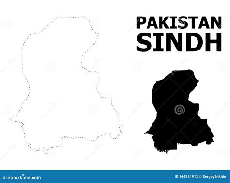 Vector Contour Dotted Map Of Sindh Province With Name Stock Vector