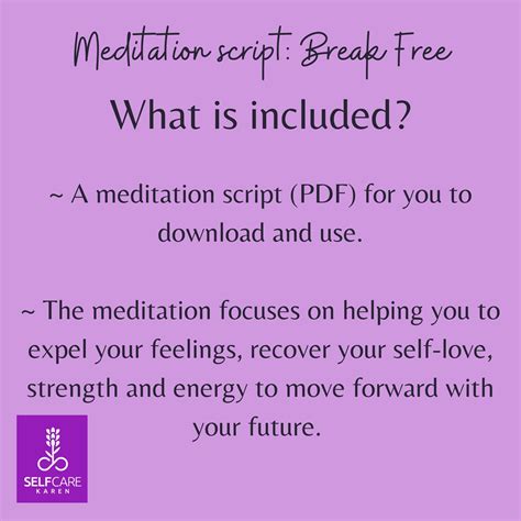 Break Free Guided Meditation Script Self Love Meditation Etsy