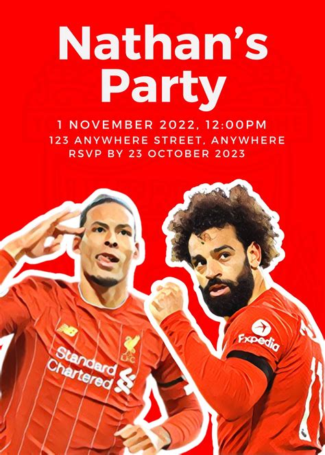 Liverpool Fc Themed Party Invite Etsy