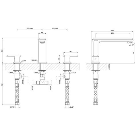 Gessi 46045 031 ELEGANZA Gruppo Bordo Vasca Tre Fori Con Bocca Di