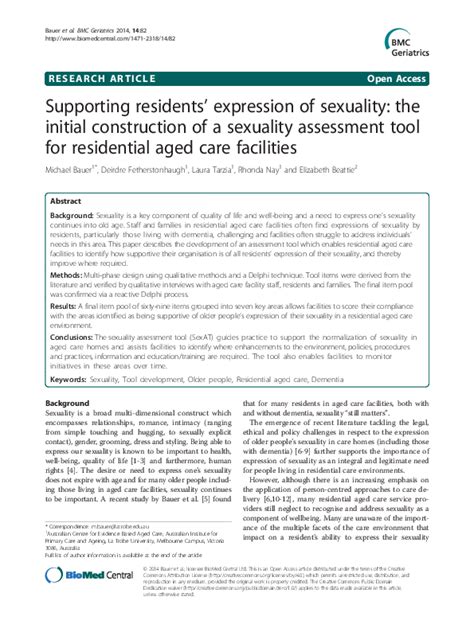 Pdf Supporting Residents Expression Of Sexuality The Initial Construction Of A Sexuality