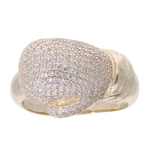 9ct Yellow Gold Cubic Zirconia Boxing Glove Ring Ramsdens Jewellery