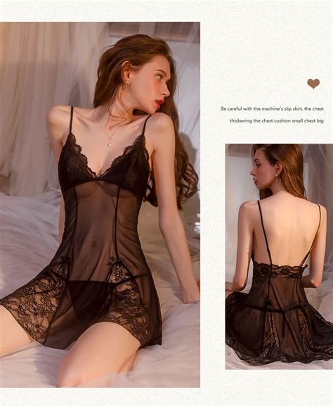 Women Sheer Mesh Contrast Lace Trim Babydoll Chemise Lingerie And Robe Sexy Nighties Sleepwear