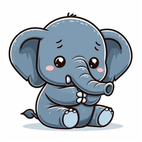 Un Adorable Vector De Dibujos Animados De Elefante Triste Sobre Un