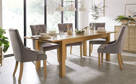 Hamilton 180 230cm Oak Extending Dining Table With 8 Duke Grey Velvet Chairs Furniture And Choice