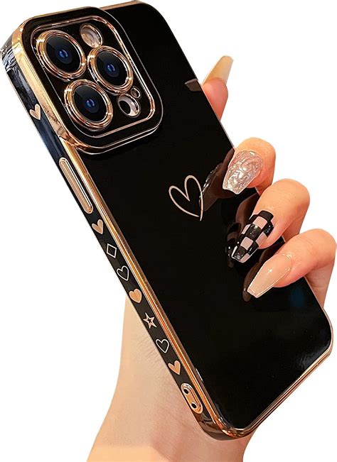 Skyseaco Compatible With Iphone 11 Pro Case Cute Luxury Plating Heart Case For