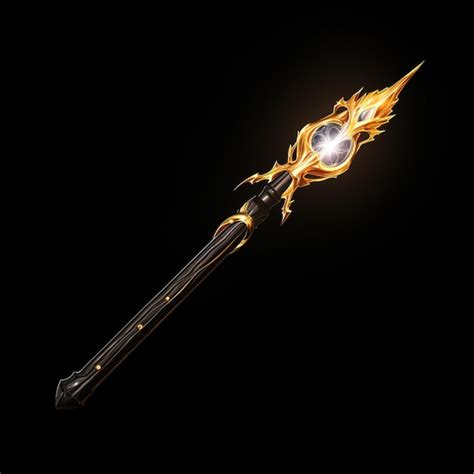 Premium Photo | There is a gold and black sword with a glowing flame on ...