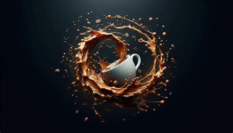 Premium Photo Cup Of Coffee With Splashes On Black Background