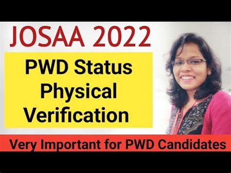 Josaa Pwd Status Physical Verification Sept Sept Or