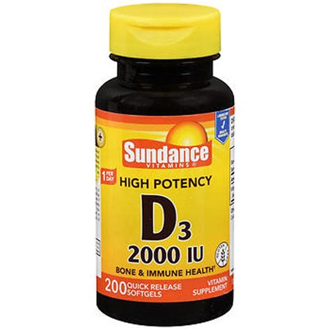 Sundance Vitamins High Potency D3 Softgels 2000 Iu 200 Count