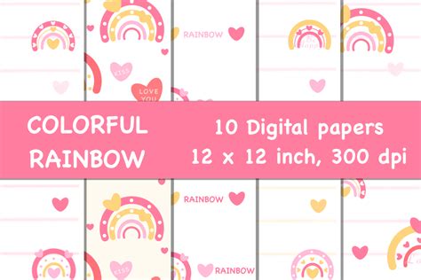 Colorful Rainbow Digital Paper Pack Graphic By Spsweet Creative Fabrica