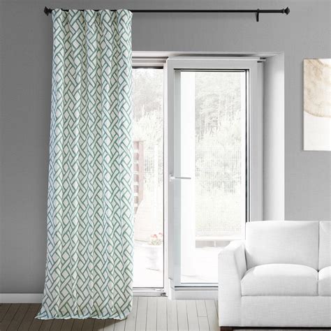 Garden Path Slate Blue Printed Cotton Custom Curtain