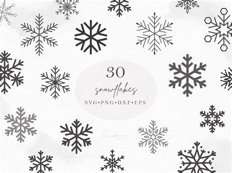 Snowflake Svg Bundle Christmas Snow Svg Png Eps Dxf Winter Snow Flake Clipart