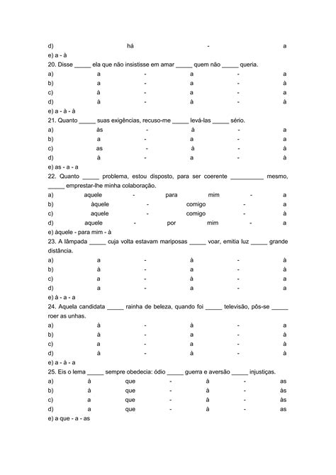 Exercícios de crase gabarito PDF