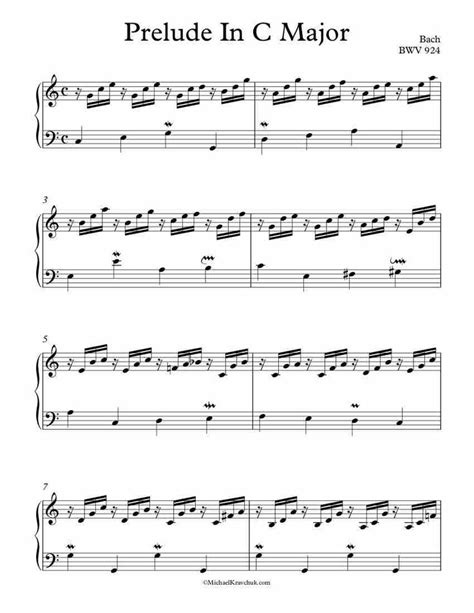 Free Piano Sheet Music - Prelude In C Major - BWV 924 - Bach. Enjoy ...