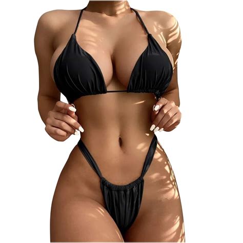 WREESH Womens Two Piece Swimsuit String Bikini Sets Halter Bathing Suit