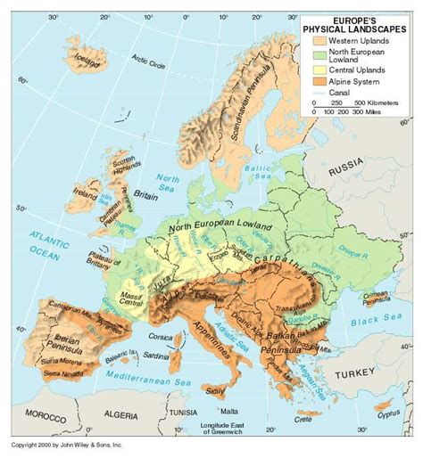 Europe Physical Features Map - United States Map