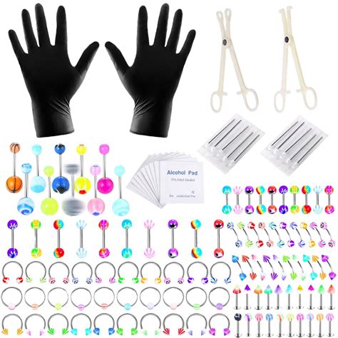 Acrylic Body Piercing Jewelry Set 124 Piece Pack