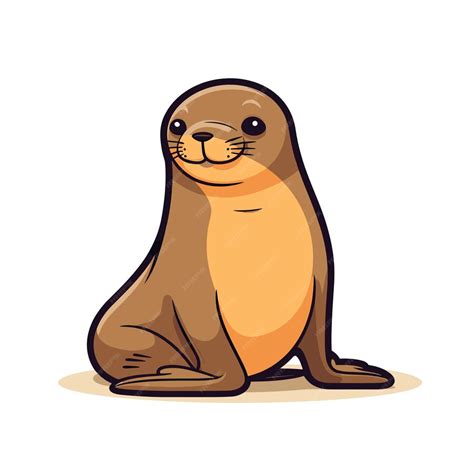 Premium Vector A Cartoon Of A Seal With A Brown Seal On The Back