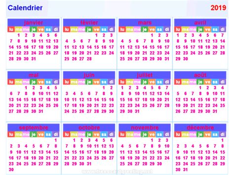 Calendrier2019 Horizontal Et Vertical