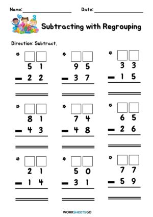 Subtracting With Regrouping Worksheets WorksheetsGO