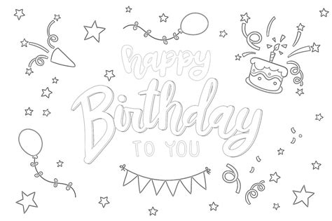 Happy Birthday Adult Coloring Page Coloring Pages