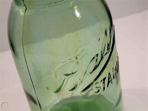 Antique Ball Standard Mason Fruit Jar One Quart Green Color Wax Sealer 3882986439