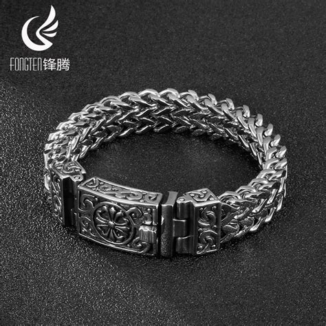 Retro Moda Titanium Steel Men S Bracelet Pulseira Masculina De A O