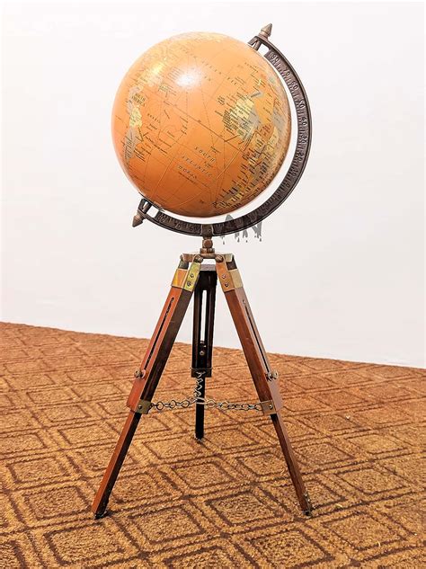 World Globe Antique Shaded With Adjustable Tripod Stand