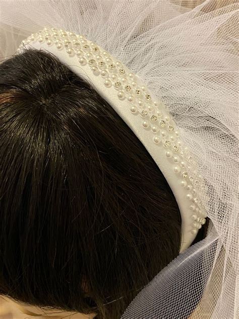 St Communion Veil Pearl And Rhinestone First Communion Headband Veil