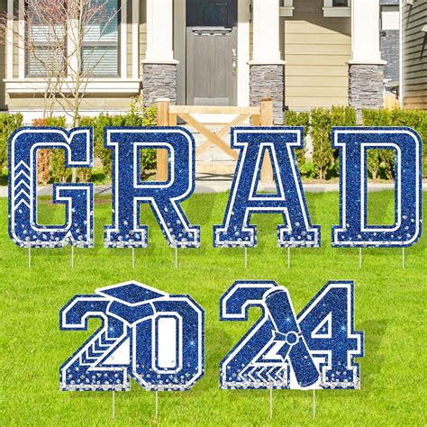 15pcs Congratulations Yard Sign Rose Gold Graduation Lawn