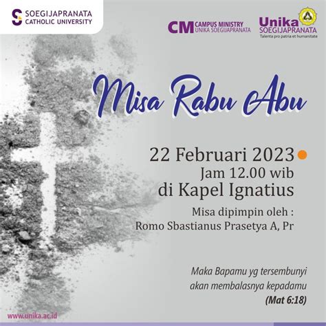 Misa Rabu Abu 22 Februari 2023 Di Kapel Ignatius Soegijapranata