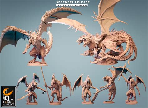 Bahamut Vs Tiamat Set Rescale Miniature Dnd D&D TTRPG Dragon Abishai ...