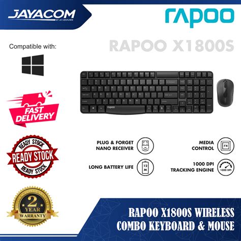 Rapoo X1800s Wireless Combo Keyboard And Mouse