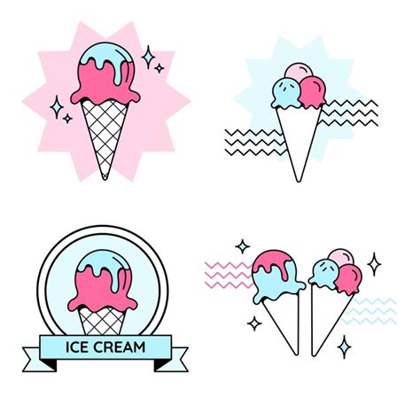 Conjunto de ilustración de vector de helado Vector Premium