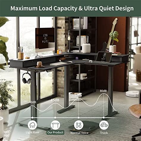 Fezibo Triple Motor L Shaped Standing Desk With Drawers Electric