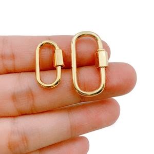 K Gold Oval Carabiner Clasp Gold Oval Screw Lock Clasp Carabiner