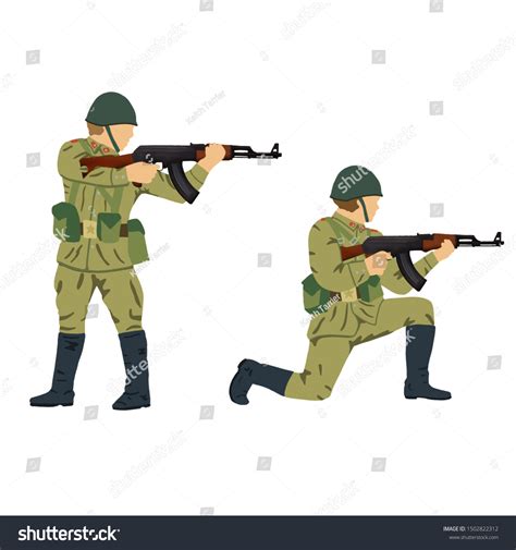 Soviet Soldiers 1980s Style Uniforms Weapons ภาพประกอบสต็อก 1502822312