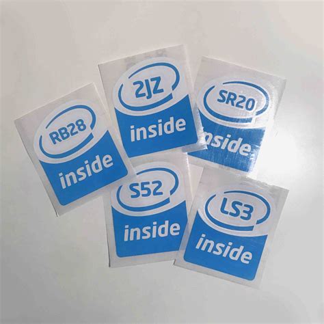 Two custom engine stickers