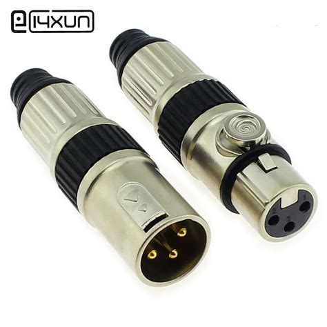 EClyxun 2pcs XLR 3 Pin Mic Microphone Audio Connector Gold Plated Pin