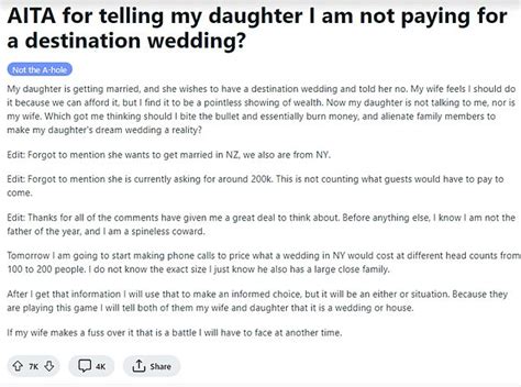 I Refused To Pay For My Daughters 200 000 Wedding And Now Shes Not