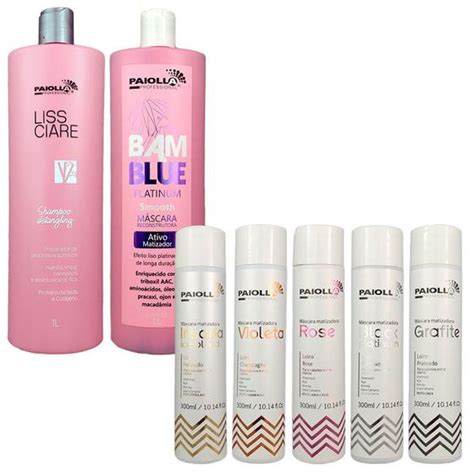 Kit Progressiva Bamblue Efeito Platinado Shampoo Bambu e 5 Máscaras